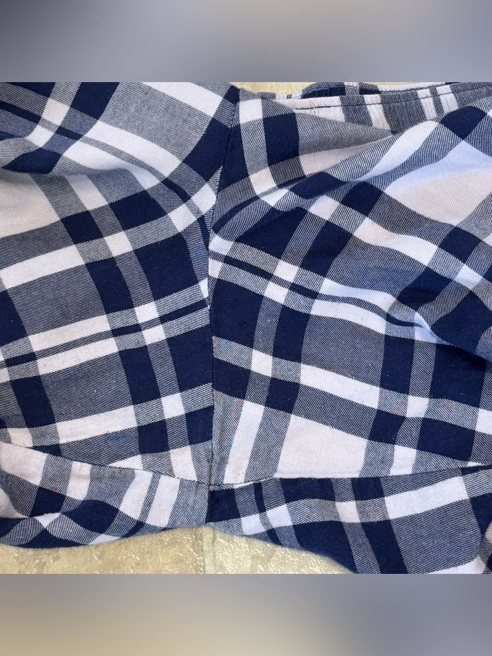 VGUC Victoria's Secret Light Flannel Plaid Pajama Set Women Sz S, Navy Off White - Picture 16 of 16